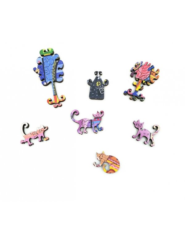 Пазл деревянный. Город котиков, 700 деталей