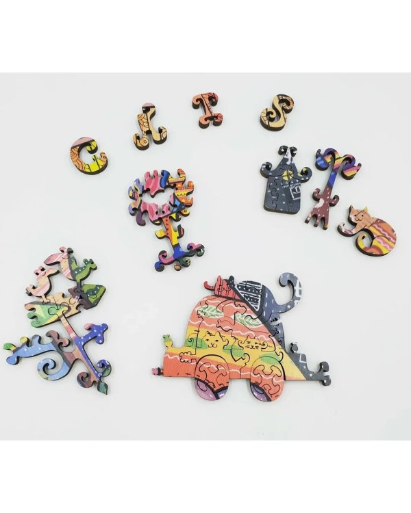 Пазл деревянный. Город котиков, 700 деталей