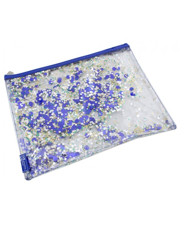 Папка для документов А4, пайетки, синий