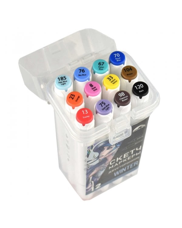 Набор скетчмаркеров двусторонних Зима, 12 цветов