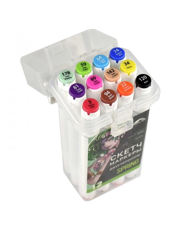 Набор скетчмаркеров двусторонних Весна, 12 цветов