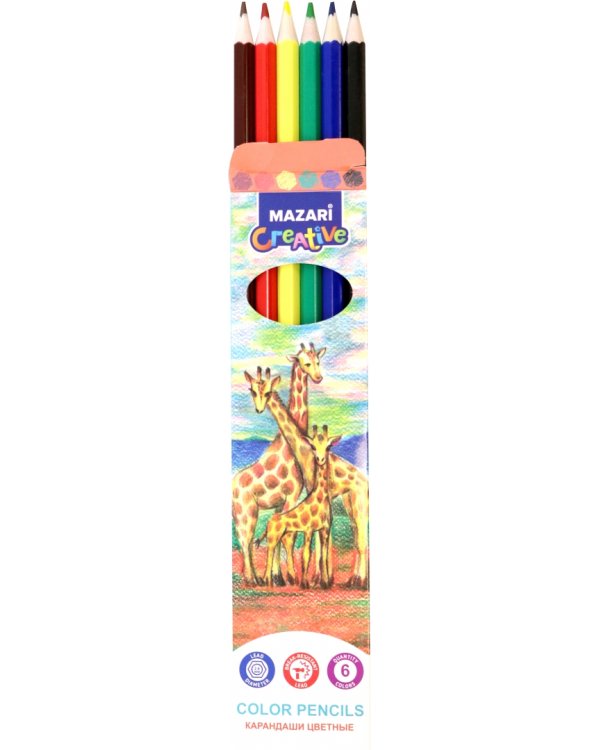 Карандаши цветные Wildlife, пластиковые, 6 цветов