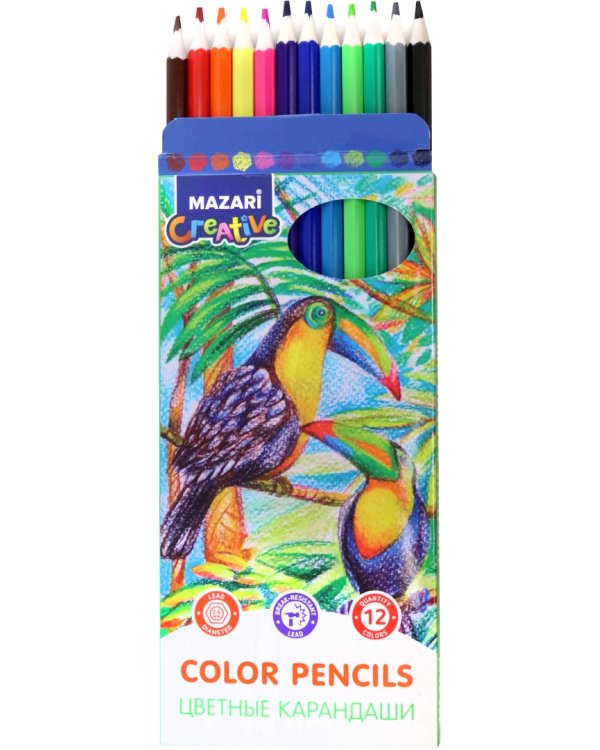 Карандаши цветные Wildlife, пластиковые, 12 цветов