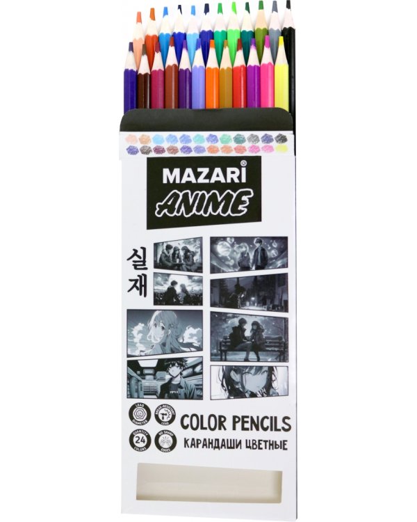 Карандаши цветные Anime, пластиковые, 24 цвета