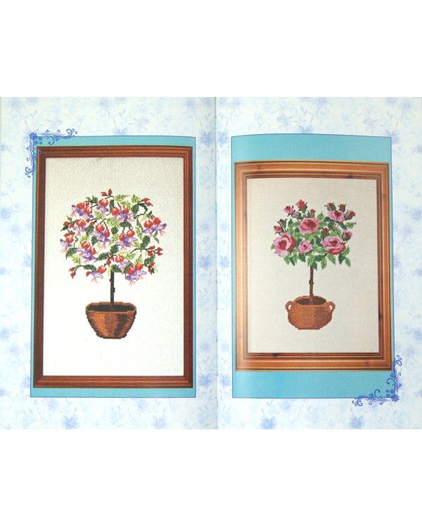 Вышитые пейзажи. Цветы и деревья, вышитые крестиком