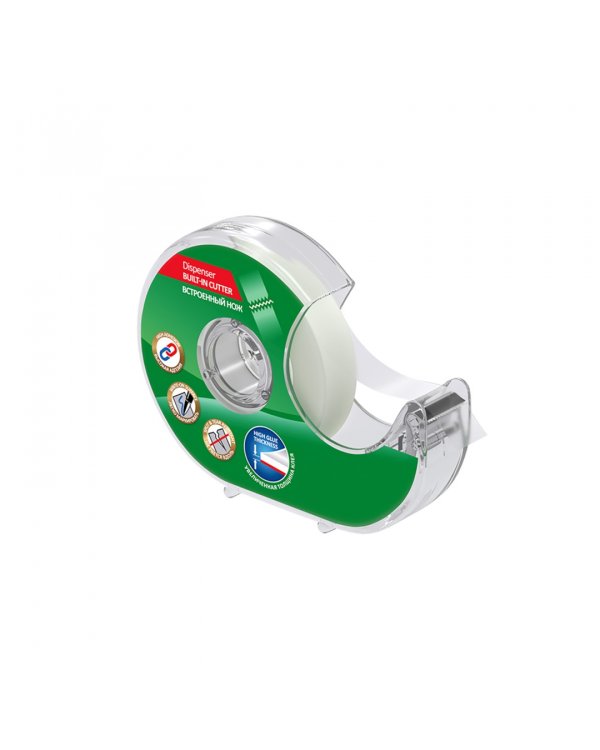 Лента клейкая прозрачная, 12 мм, в диспенсере