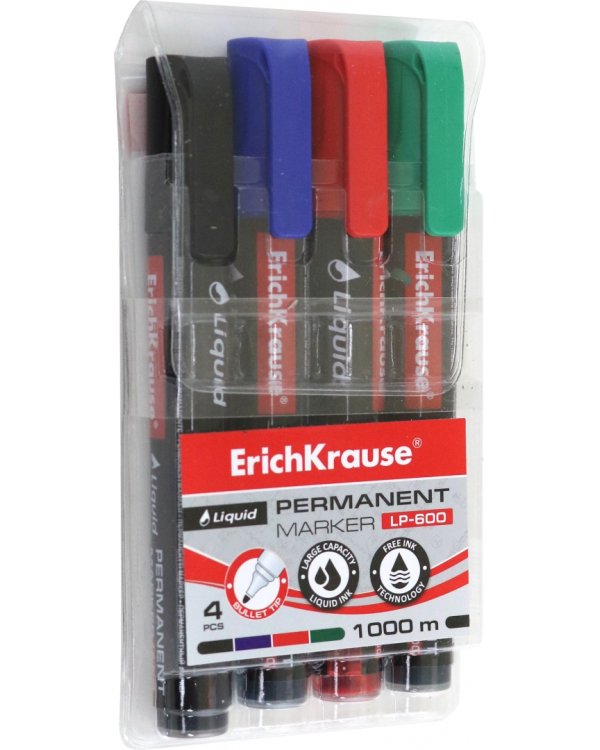 Набор перманентных маркеров Liquid LP-600, 4 цвета
