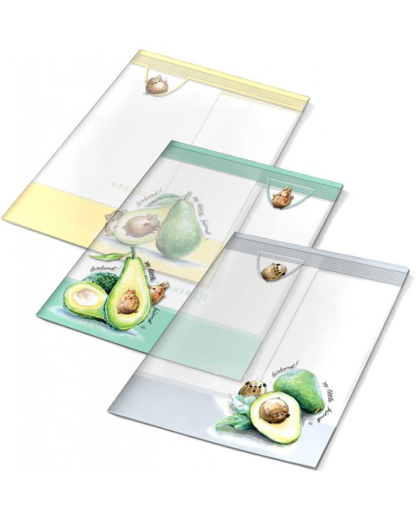 Обложки для тетрадей с рисунком Авокадо, 3 штуки