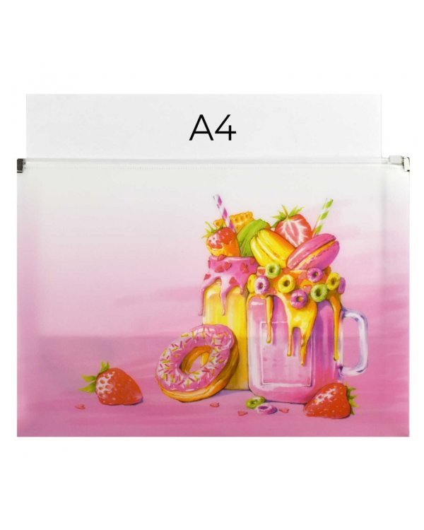 Папка для документов пластиковая Милкшейки, А4