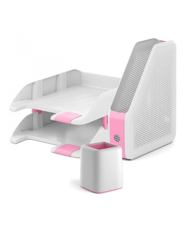 Набор настольный Forte. Pastel, белый с розовой вставкой, 3 предмета