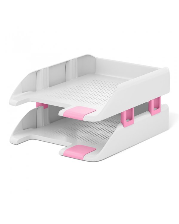 Набор настольный Forte. Pastel, белый с розовой вставкой, 3 предмета