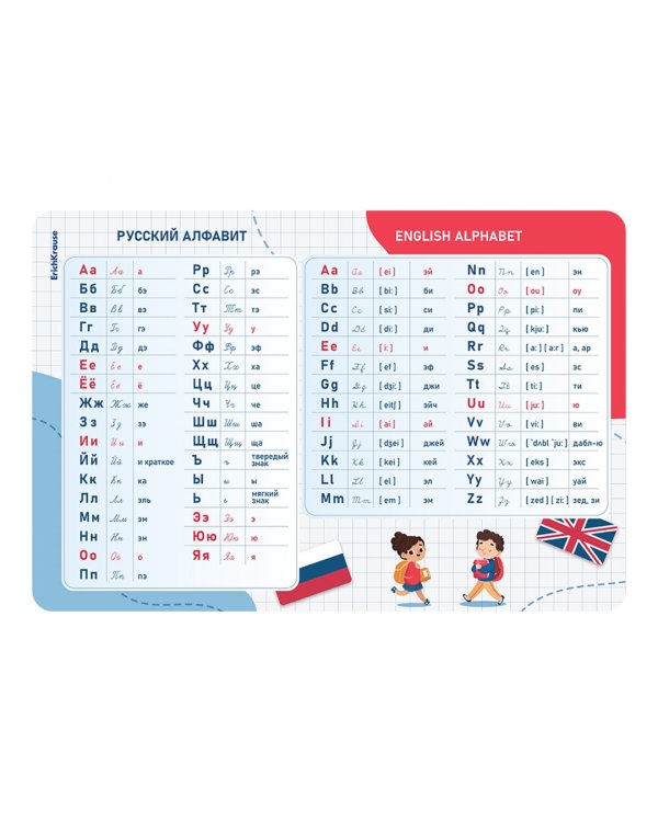 Подкладка настольная пластиковая Русский и английский алфавит, А3