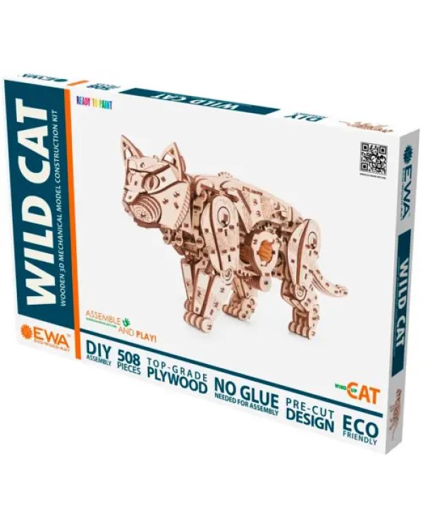 Сборная модель деревянная, конструктор 3D Механический Кот (Кошка)