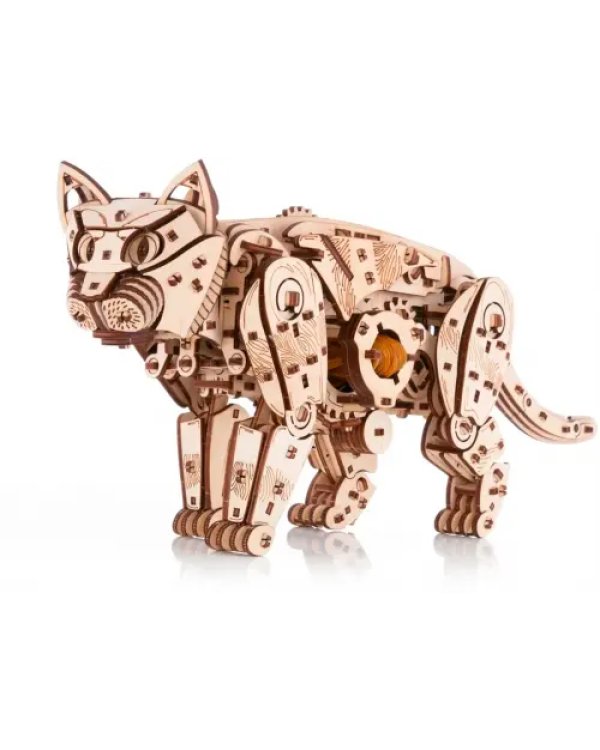 Сборная модель деревянная, конструктор 3D Механический Кот (Кошка)