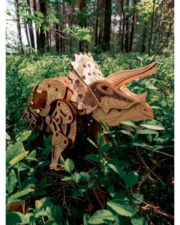 Конструктор деревянный 3D Динозавр Трицератопс