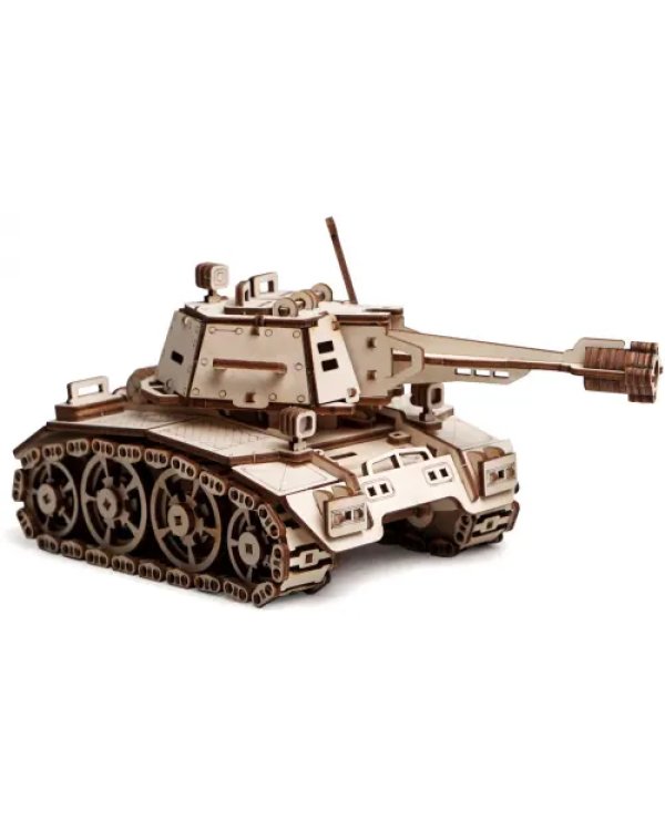 Конструктор 3D деревянный подвижный Танк Кадет