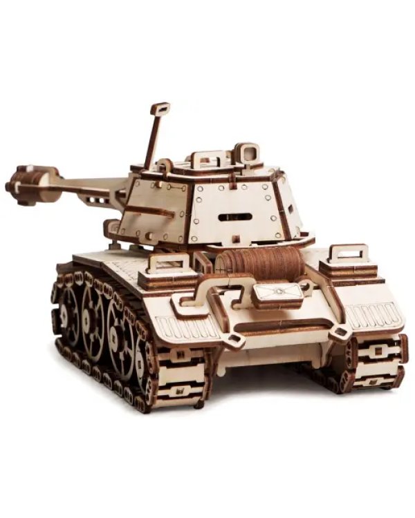 Конструктор 3D деревянный подвижный Танк Кадет