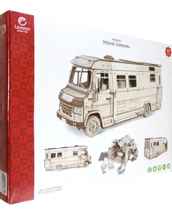 Конструктор 3D деревянный Пикник. Домик для кукол на колесах