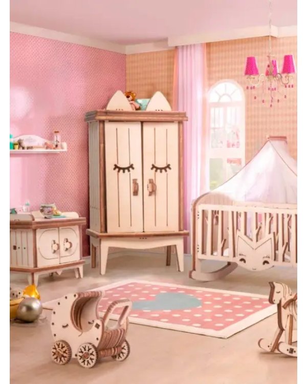 Большая Детская комната. Набор сборной кукольной мебели 