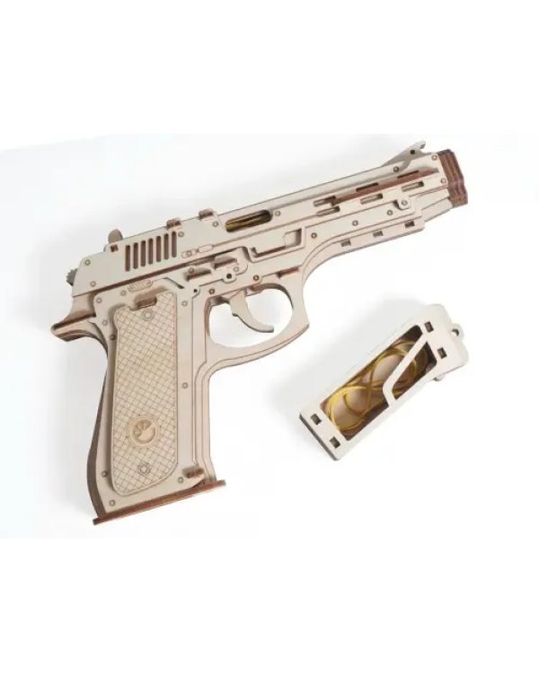 Конструктор 3D деревянный. Пистолет-резинкострел с мишенями