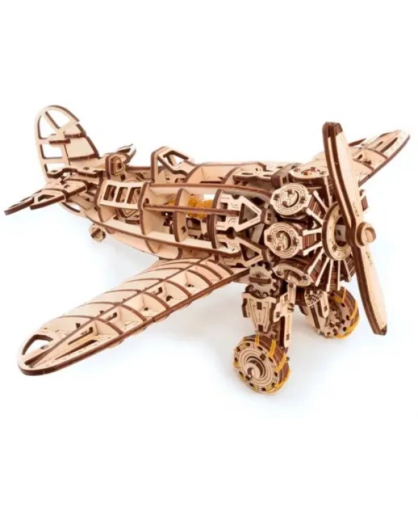 Конструктор деревянный 3D, сборная модель Самолет с мотором