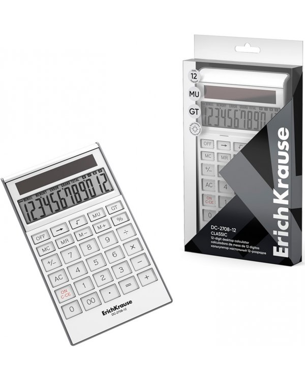 Калькулятор настольный 12-разрядов DC-2708-12 Classic, белый
