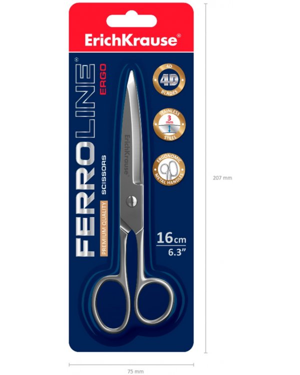 Ножницы Ferro, цельнометаллические, 16 см