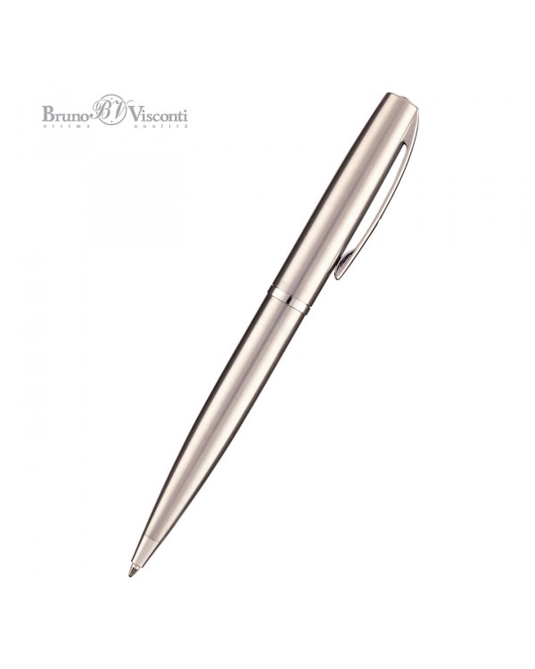 Ручка шариковая автоматическая Sienna, синяя, цвет корпуса серебряный, в футляре