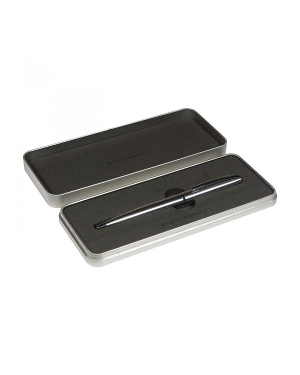 Ручка шариковая автоматическая Sienna, синяя, цвет корпуса серебряный, в футляре