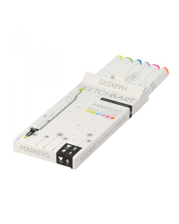Набор двусторонних скетч-маркеров Sketch&amp;Art, 6 неоновых цветов
