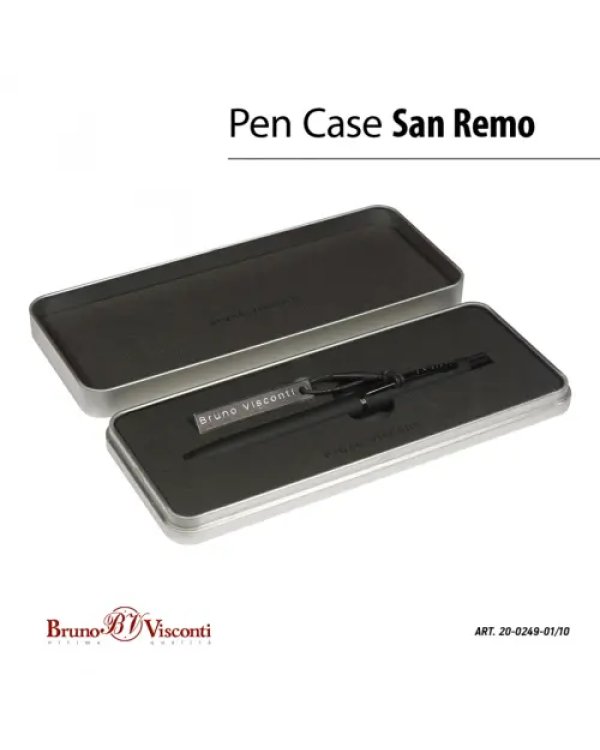 Ручка шариковая автоматическая San Remo, синяя, цвет корпуса черный, в футляре