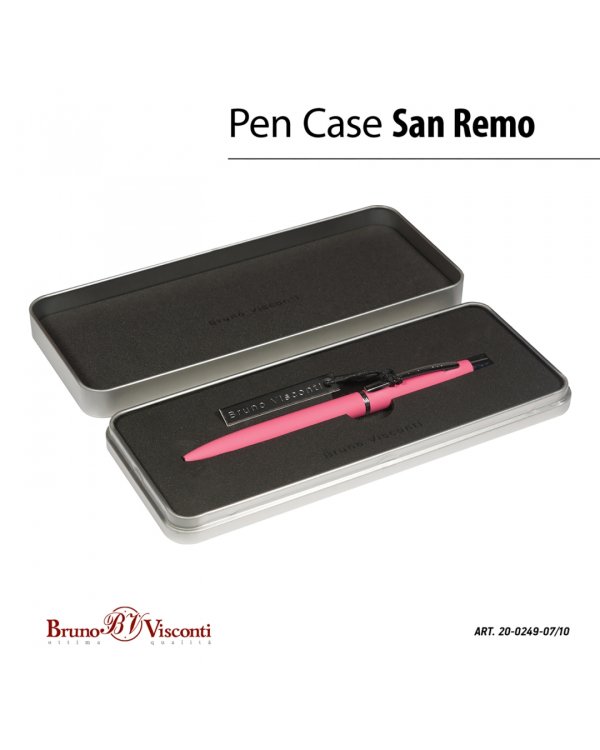 Ручка шариковая автоматическая San Remo, синяя, цвет корпуса коралловый, в футляре