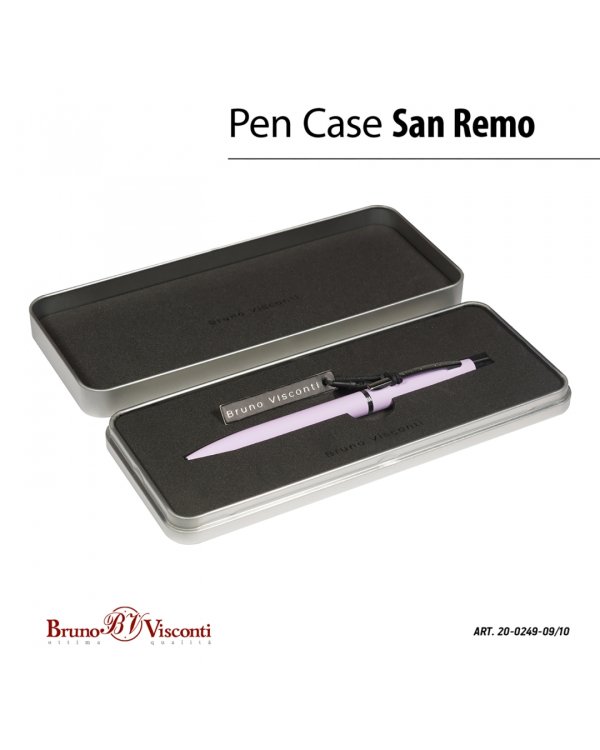 Ручка шариковая автоматическая San Remo, синяя, цвет корпуса сиреневый, в футляре