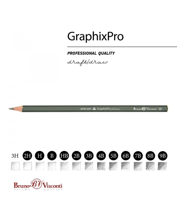 Набор чернографитовых карандашей GraphixPro, 12 штук