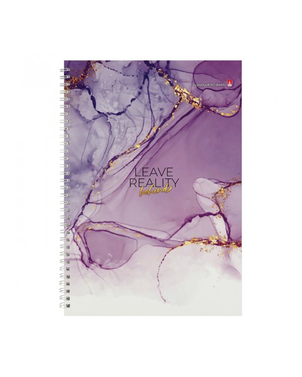 Тетрадь Мрамор, 80 листов, клетка, А4, гребень, в ассортименте