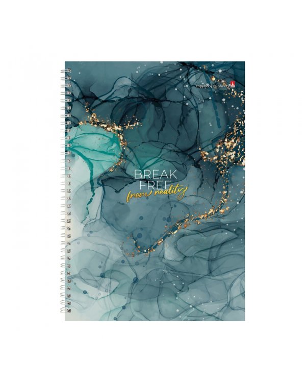 Тетрадь Мрамор, 80 листов, клетка, А4, гребень, в ассортименте