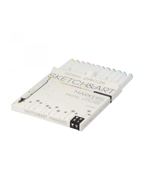 Набор двусторонних скетч-маркеров Sketch&amp;Art, 12 пастельных цветов