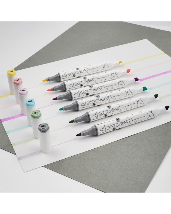 Набор двусторонних скетч-маркеров Sketch&amp;Art, 6 пастельных цветов
