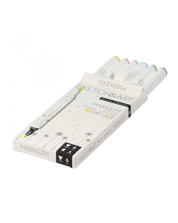 Набор двусторонних скетч-маркеров Sketch&amp;Art, 6 пастельных цветов