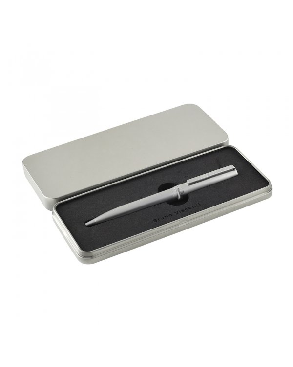 Ручка шариковая автоматическая Boston, синяя, цвет корпуса серебряный, в футляре, 0,7 мм