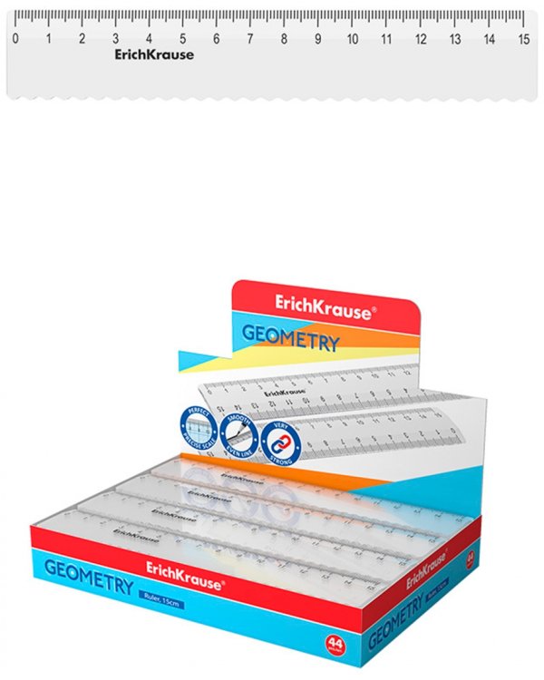 Линейка с волнистым краем пластиковая Clear, 15 см, прозрачная