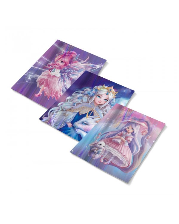 Обложки для тетрадей с голографическим рисунком Принцессы, 3 штуки