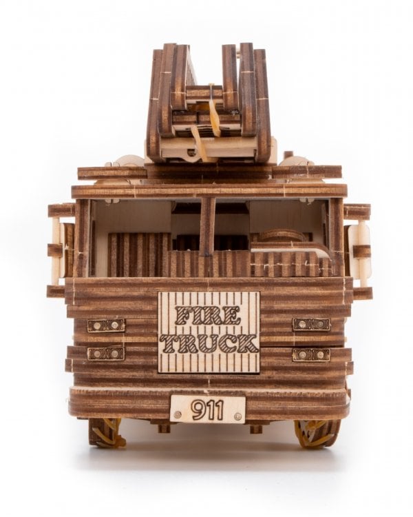 Сборная модель деревянная 3D Пожарная машина с лестницей