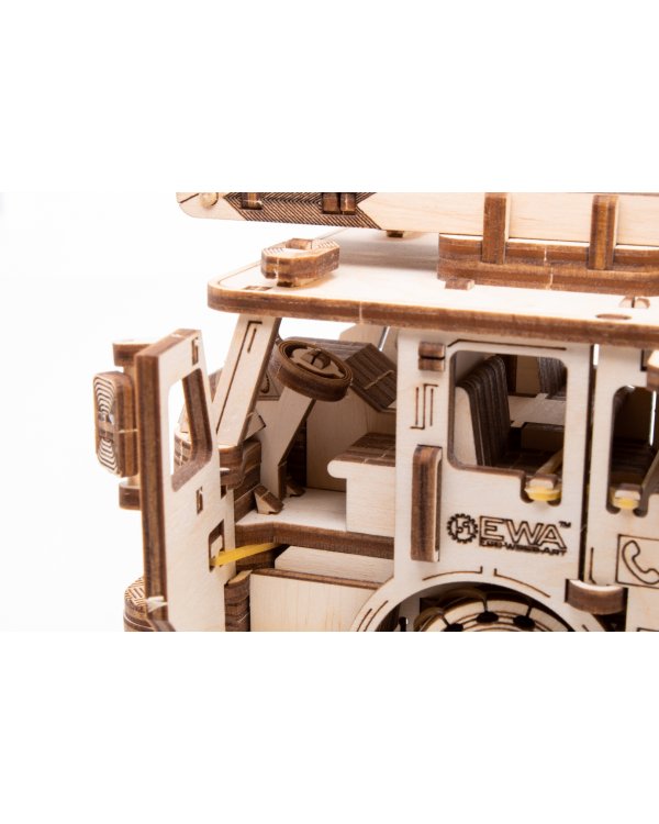 Сборная модель деревянная 3D Пожарная машина с лестницей