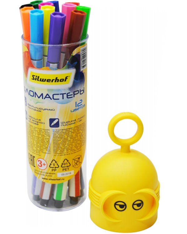 Фломастеры 12 цветов пластиковая туба с подвесом, в ассортименте (867222-12)