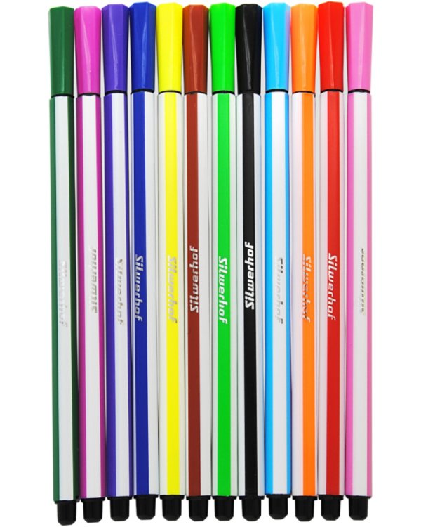 Фломастеры 12 цветов пластиковая туба с подвесом, в ассортименте (867222-12)