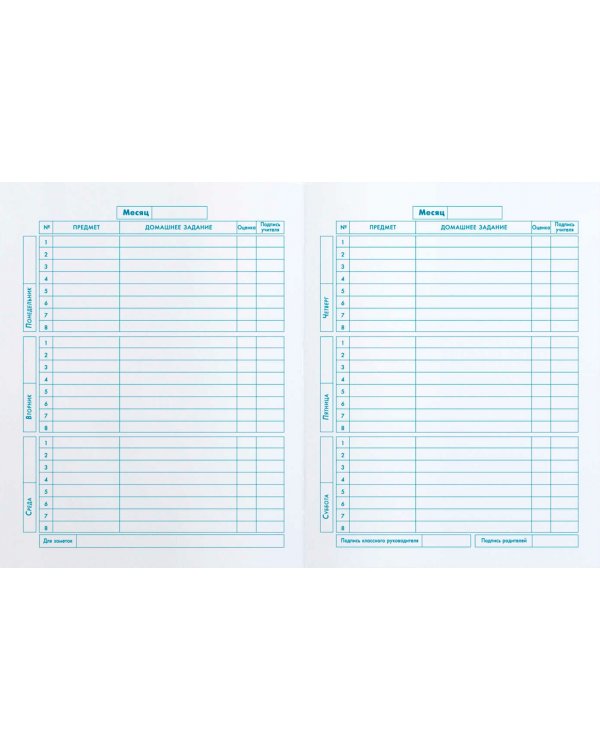 Дневник школьный для 1-4 классов Синие чернила