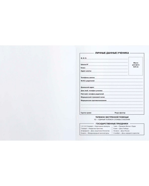 Дневник школьный Голубой