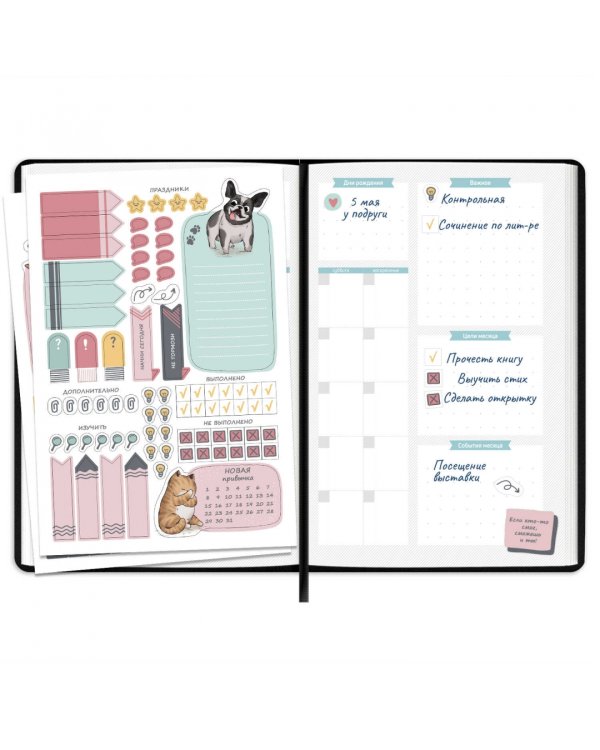 Планинг школьный Плонже чёрный, А5, 80 листов