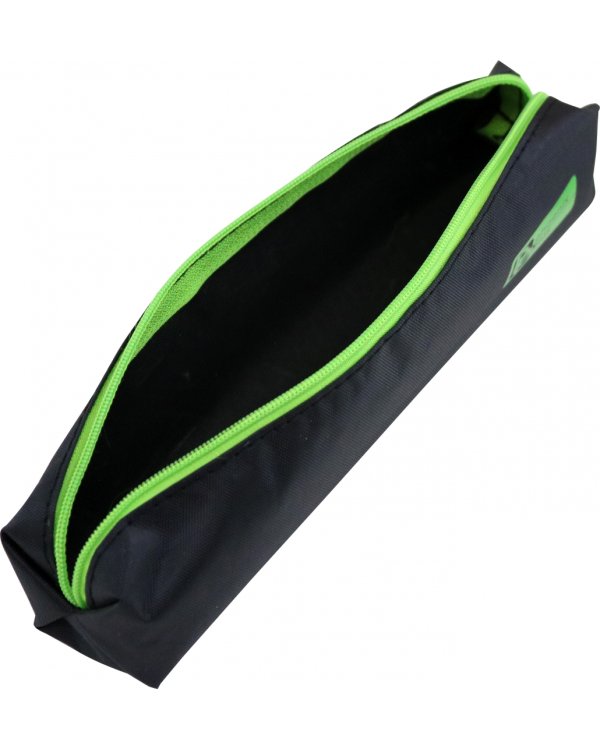 Пенал школьный, чёрный с зелёным